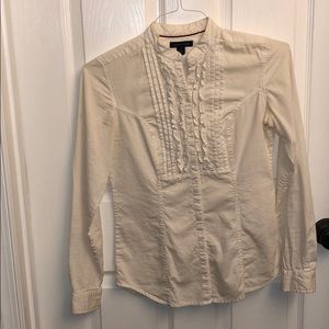 Textured creaming white tuxedo top